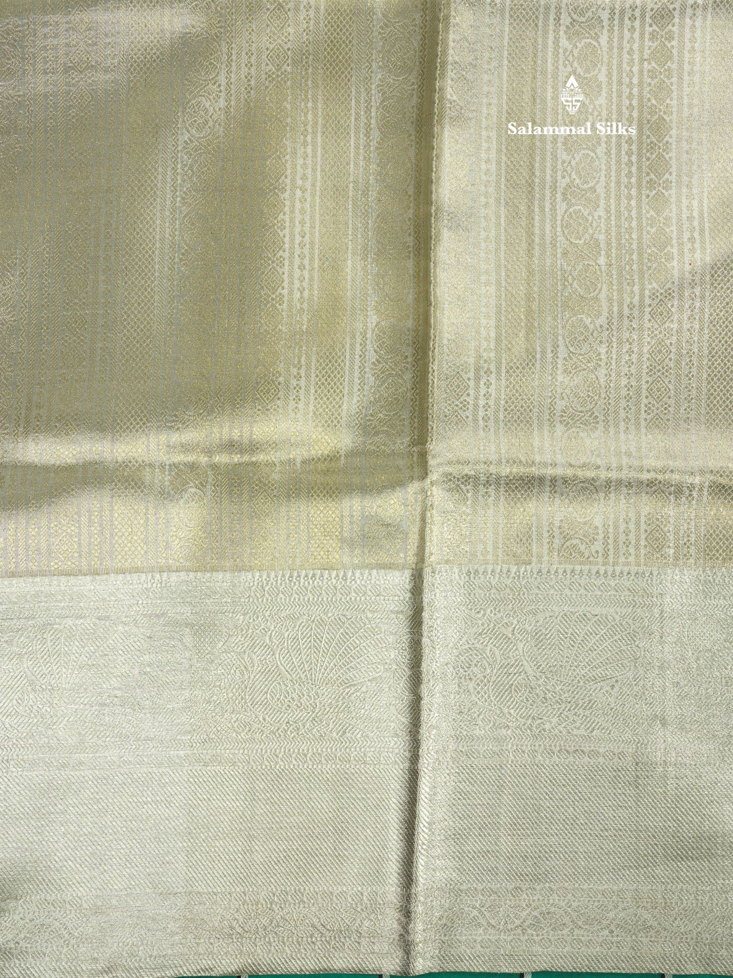 Beautiful Silver Colour Tissue Pure Kanjivaram Silk Saree (2G) Zari With Self Border