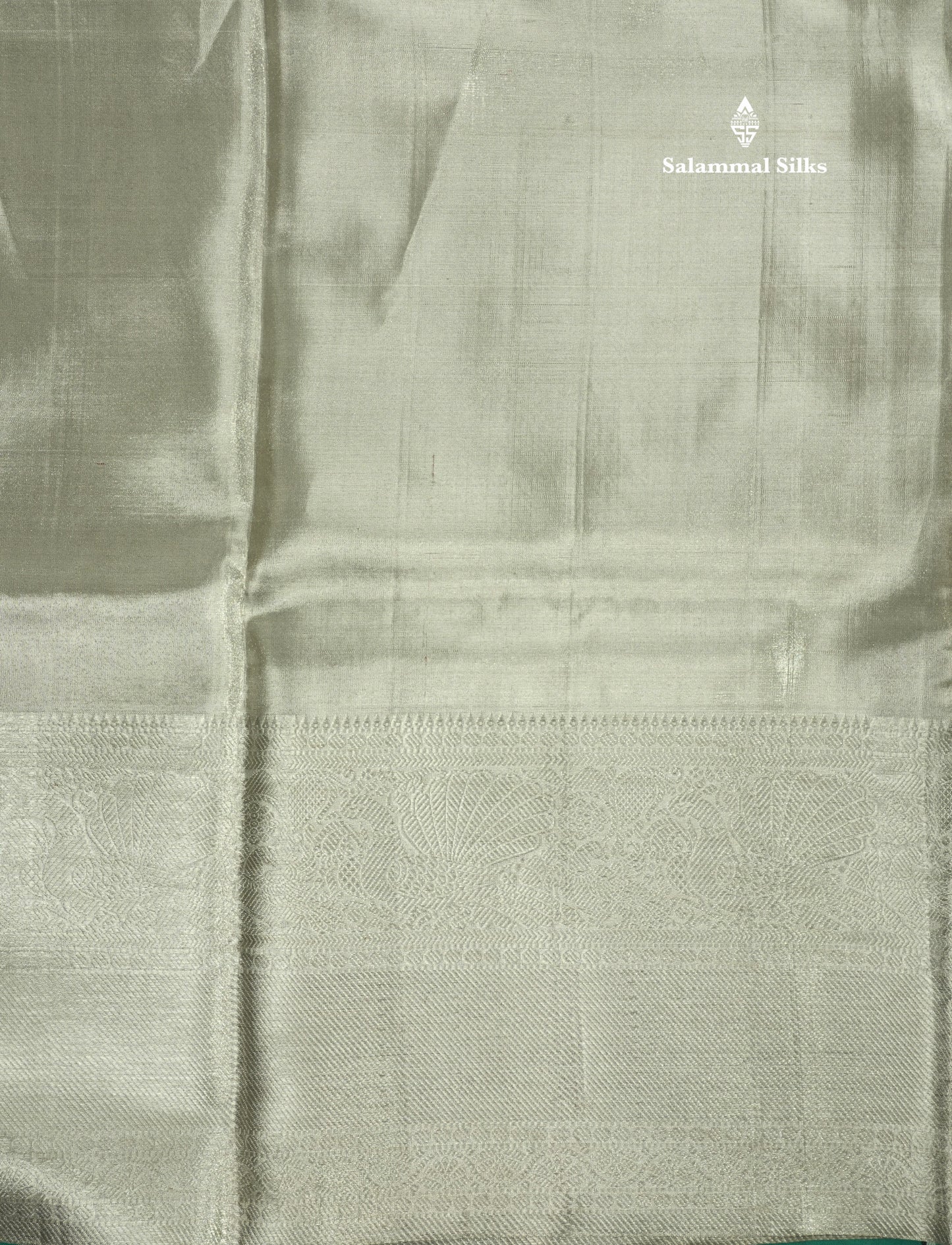 Beautiful Silver Colour Tissue Pure Kanjivaram Silk Saree (2G) Zari With Self Border