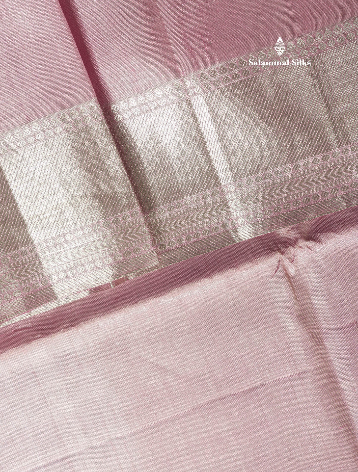 Beautiful Baby Pink Tissue Plain Pure Kanjivaram Silk Saree (2G) Zari With Self Border