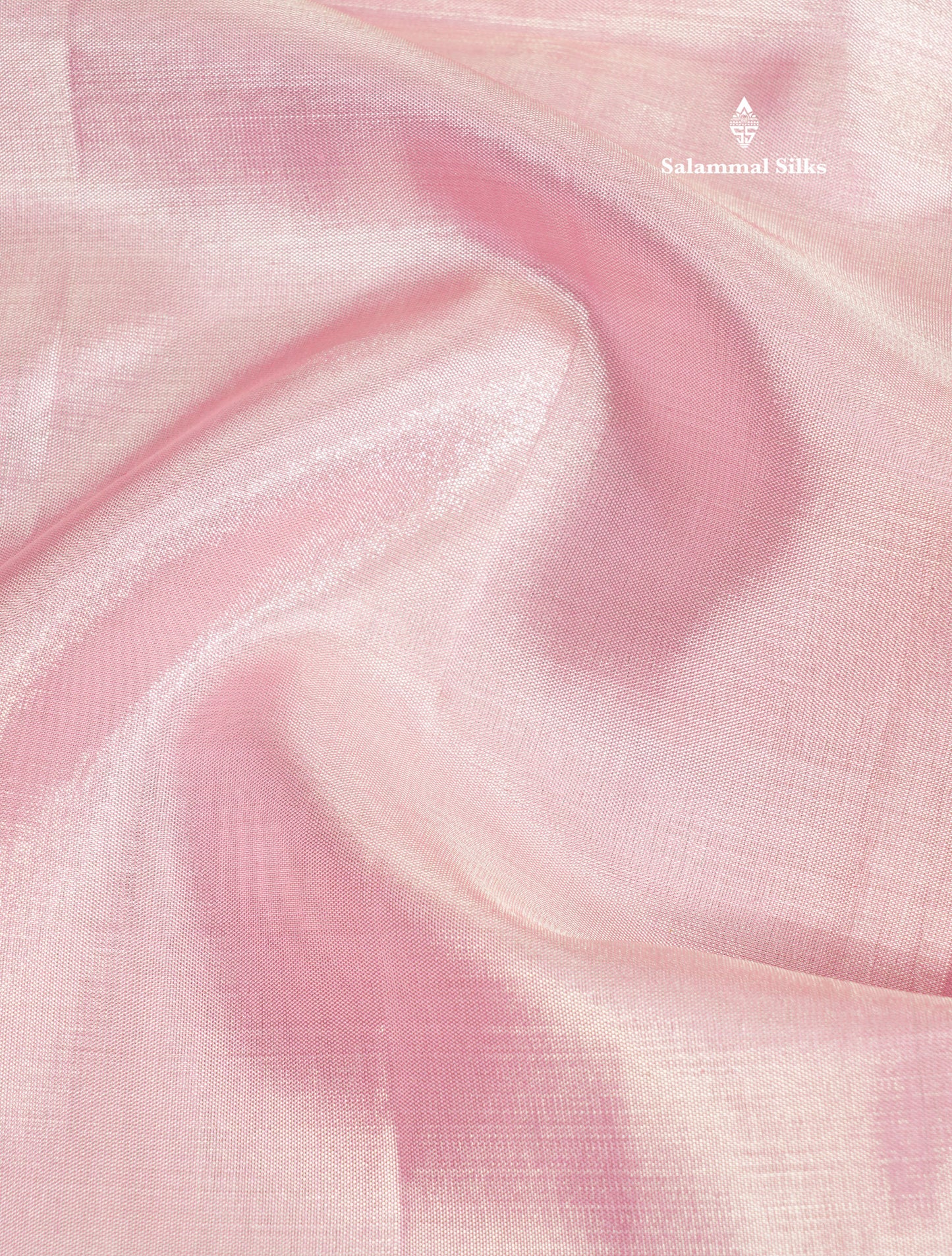 Beautiful Baby Pink Tissue Plain Pure Kanjivaram Silk Saree (2G) Zari With Self Border