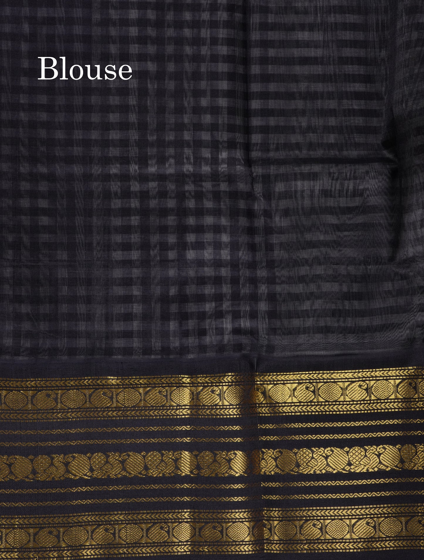 Beautiful Black & White Small Checks Pure Silk Cotton Saree With Contrast Black Traditional Border