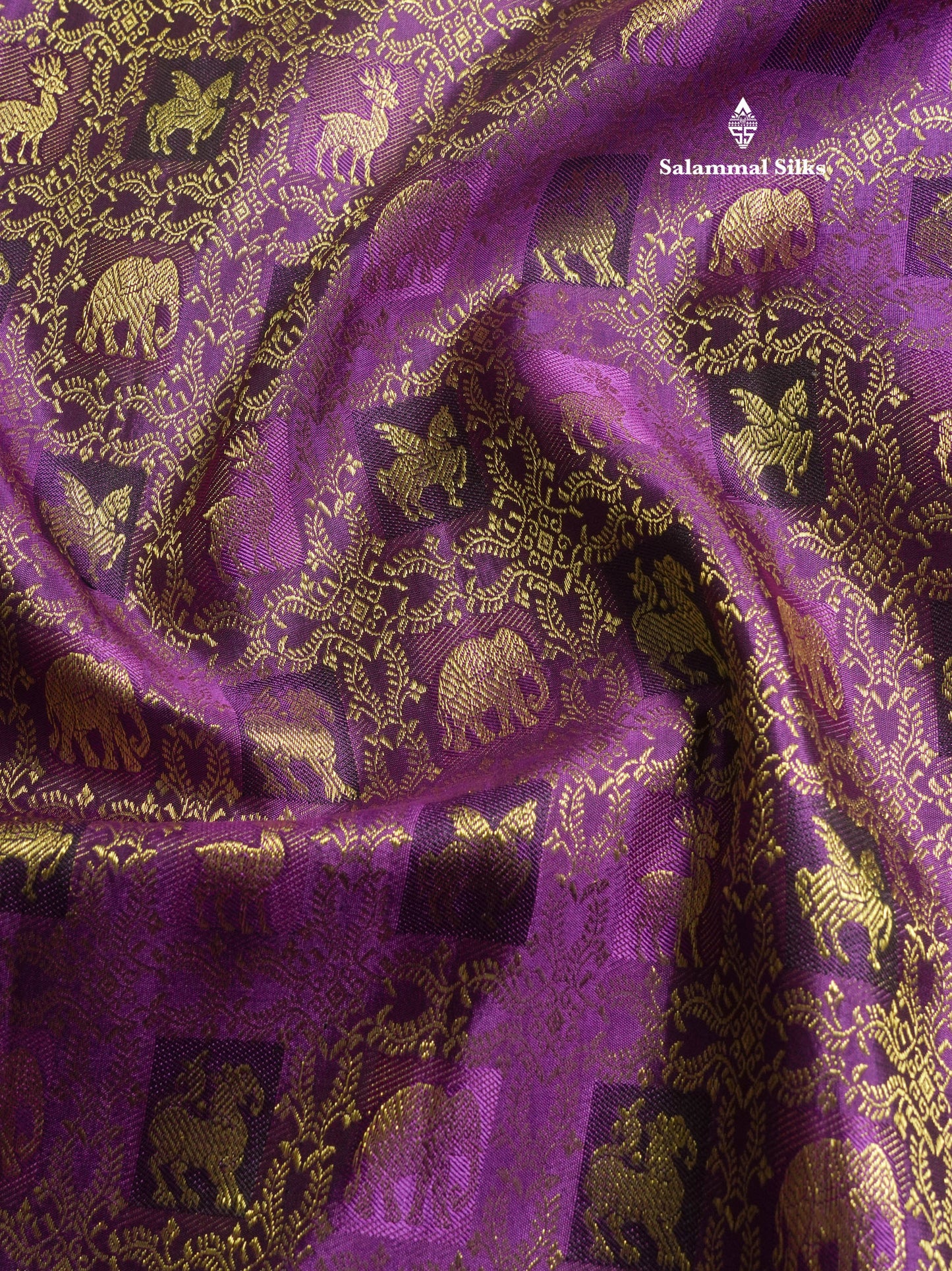 Purple Vanasingaram Bridal Pure Kanjivaram Silk Saree With Contrast Bottle Green Border