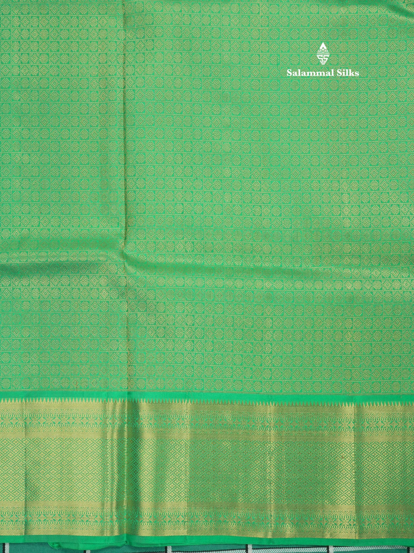 Sapphire Green Bridal Pure Kanjivaram Silk Saree With Self Border