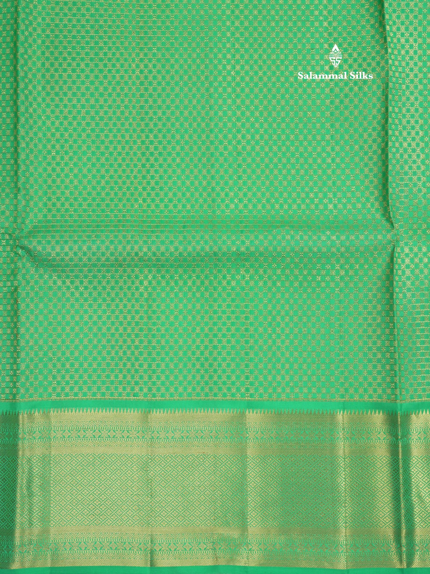 Sapphire Green Bridal Pure Kanjivaram Silk Saree With Self Border