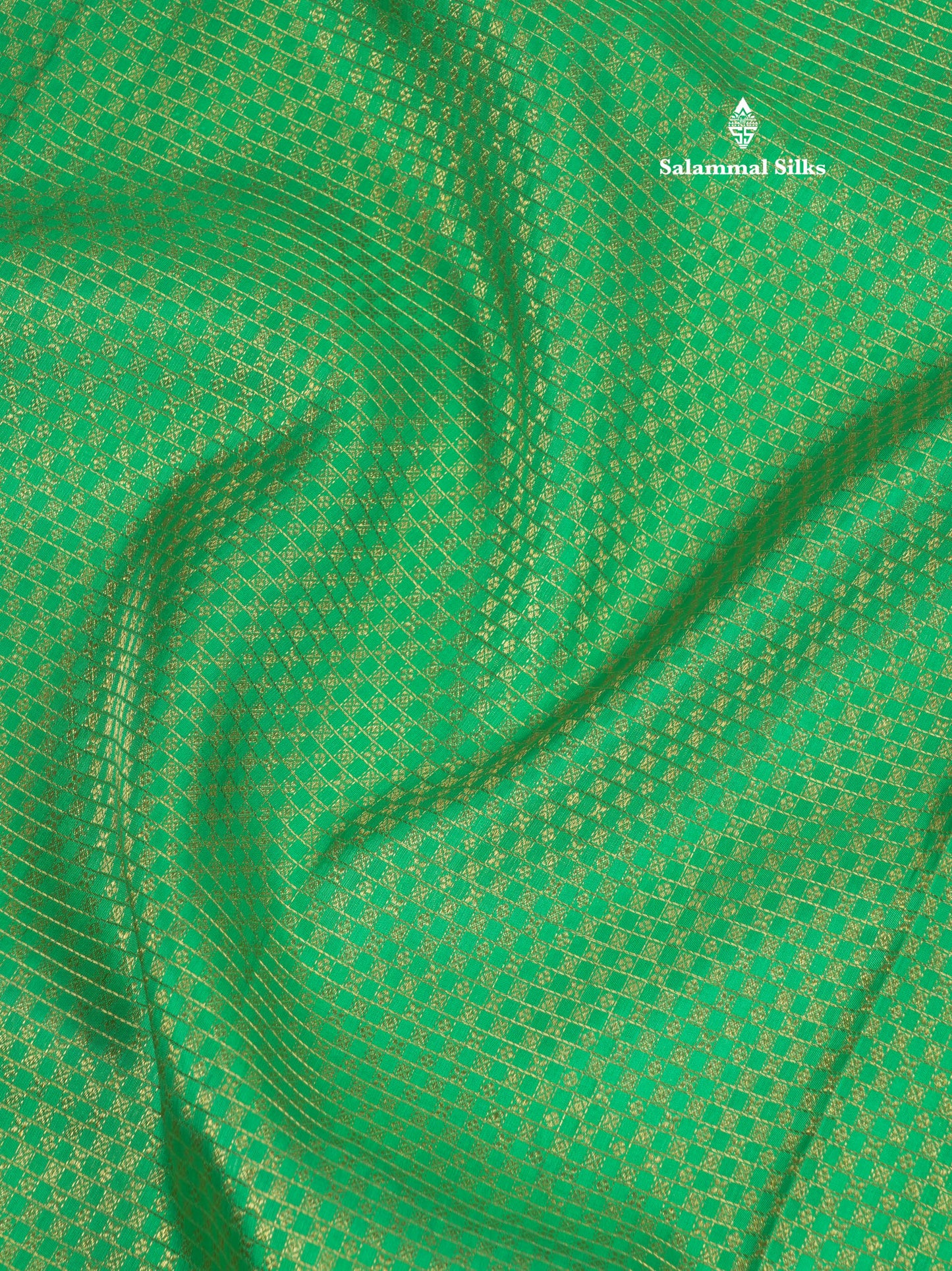 Sapphire Green Bridal Pure Kanjivaram Silk Saree With Self Border