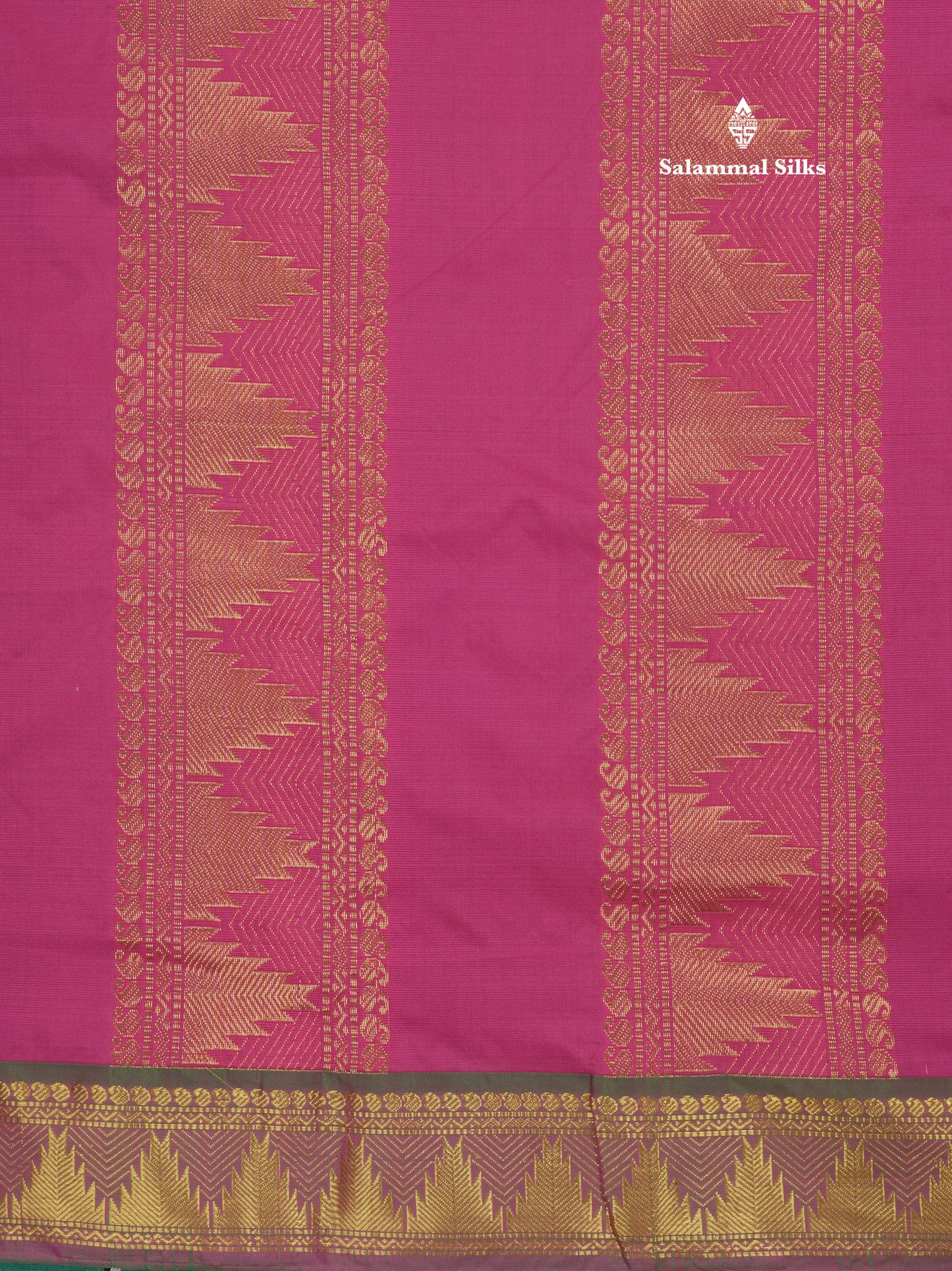10 Yards Art Silk Saree Dark Brown with Contrast Green Temple Border