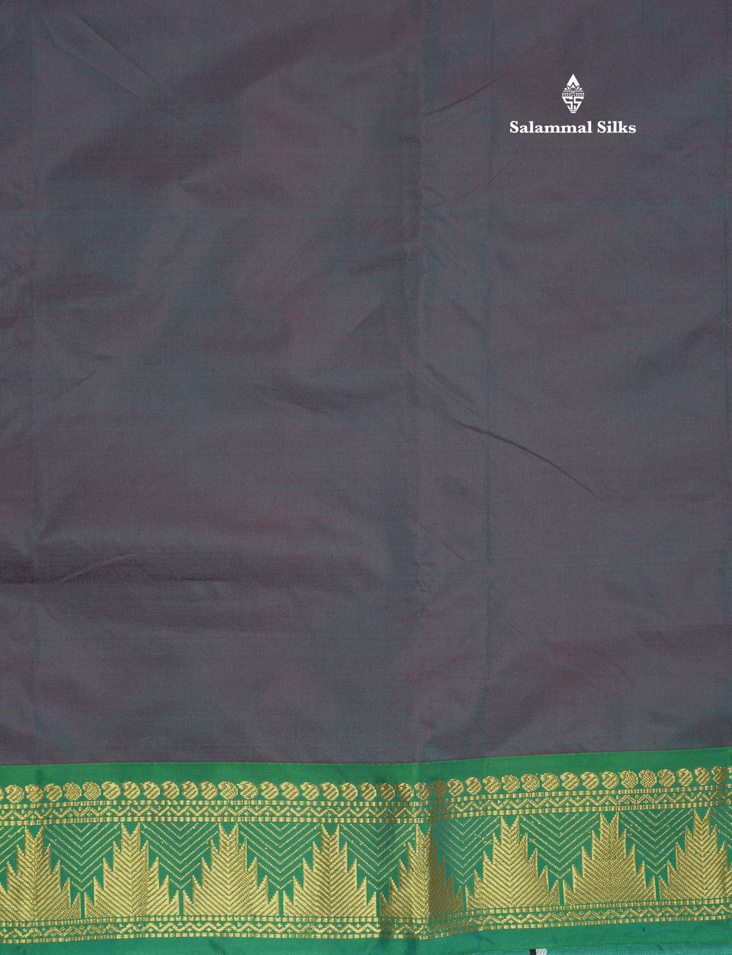 10 Yards Art Silk Saree Dark Brown with Contrast Green Temple Border