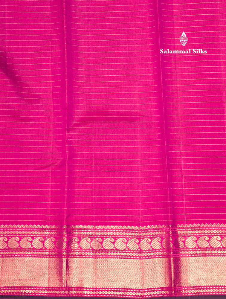 Pink Colour Small Checks Kanjivaram Pure Silk Saree With Traditional Border