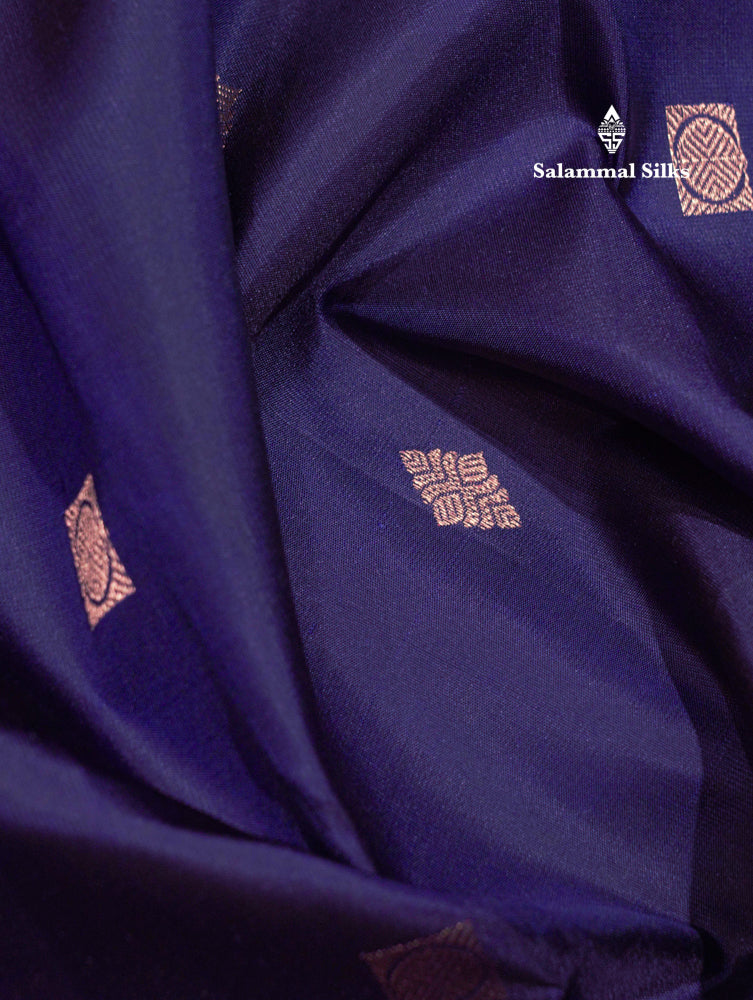 Navy Blue Colour Kanjivaram Pure Silk Saree With Saffire Green Border