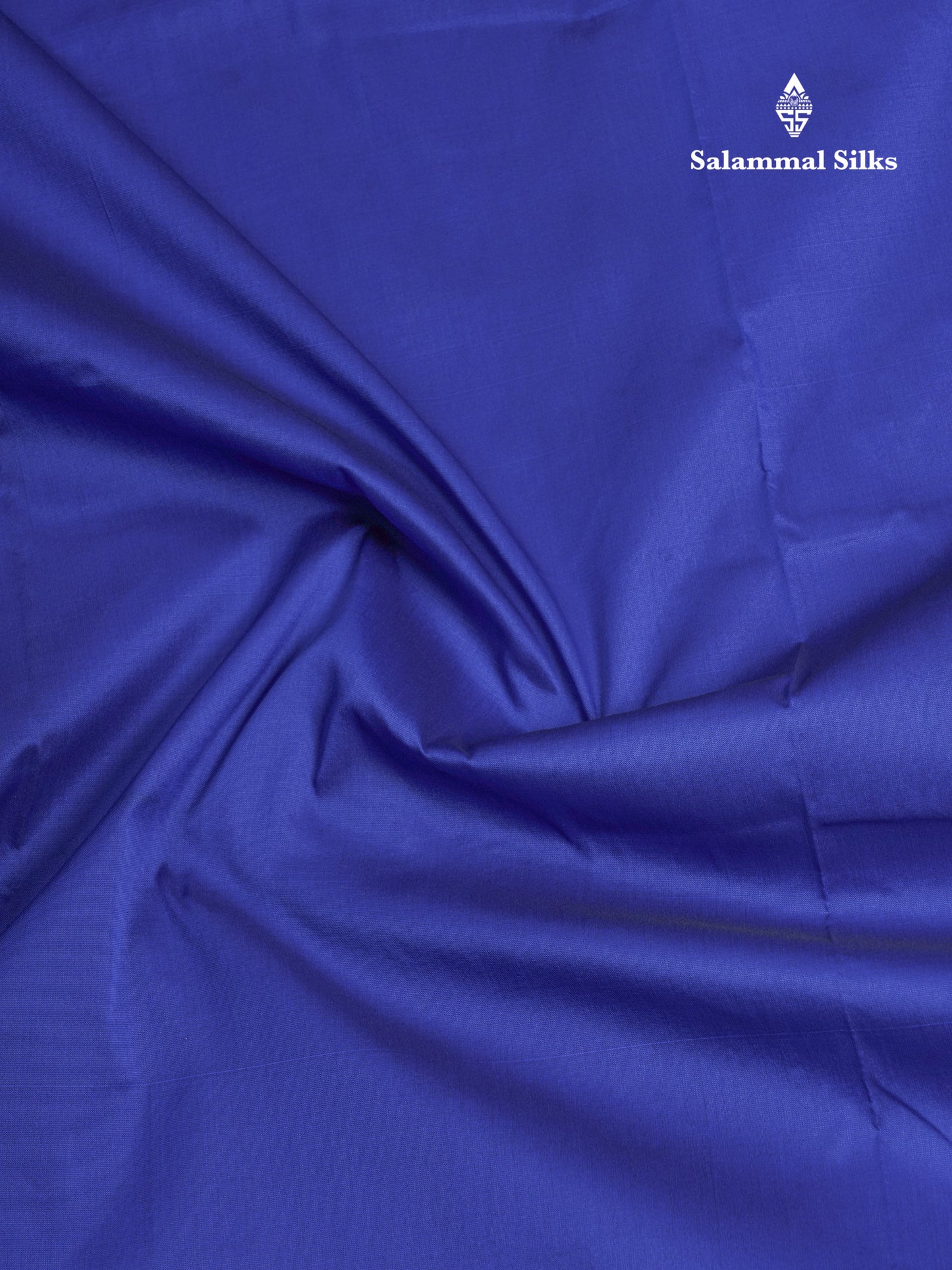 9.5 Yards Semi Silk Saree Plain Royal Blue With Traditional Purple Border