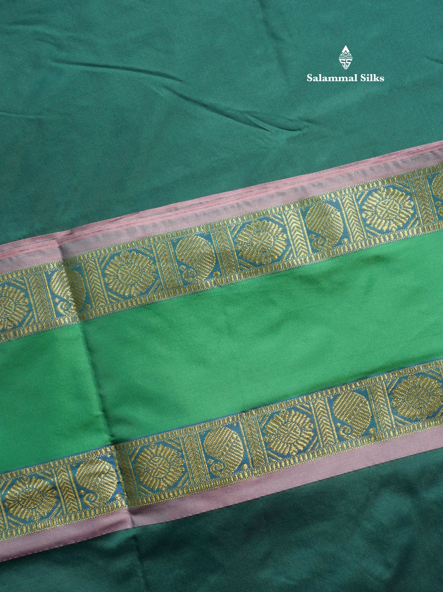 10 Yards Art Silk Saree Green with Traditional Rettapet Border
