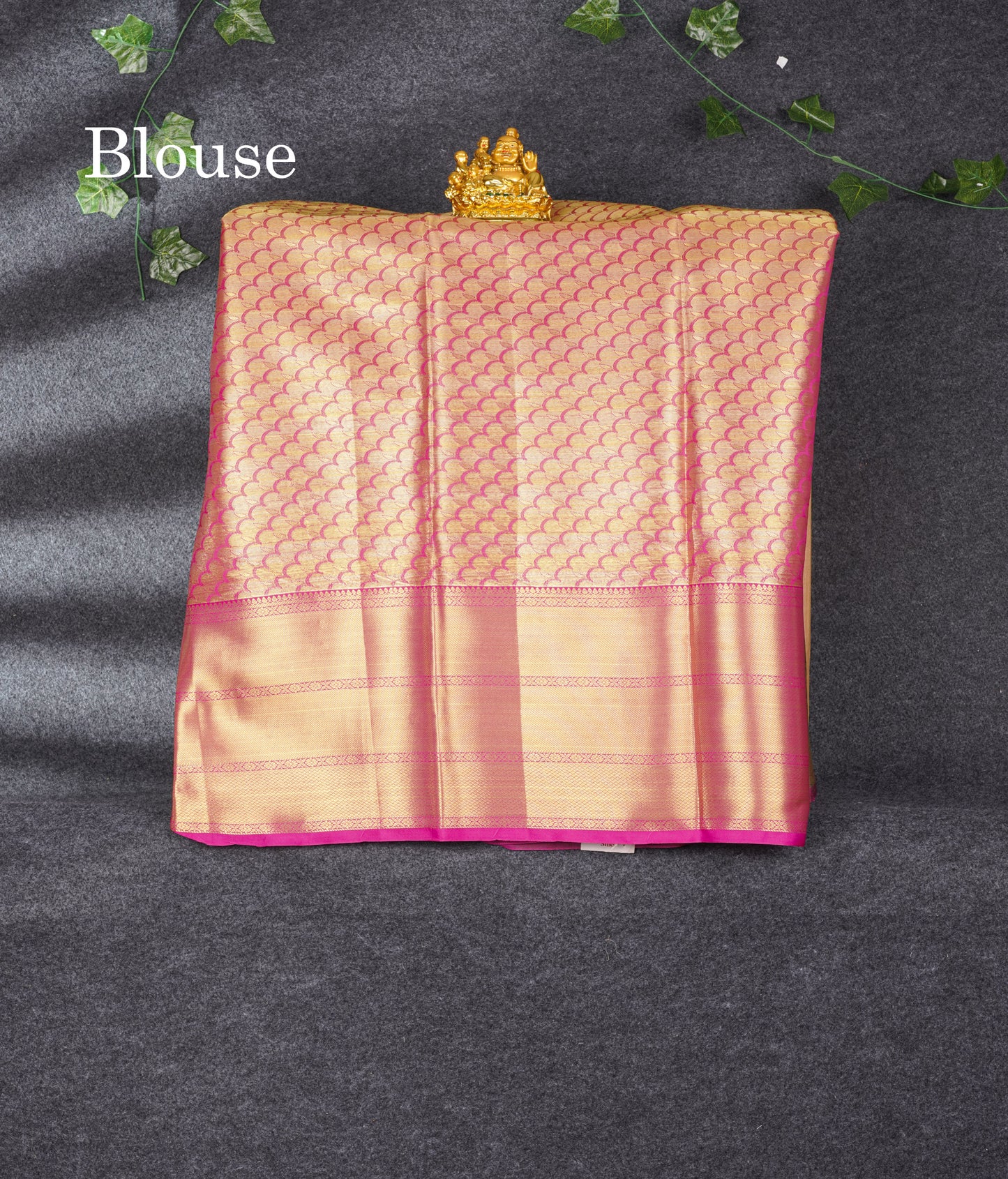 Semi Silk Pattu Pavadai ( Yellow Green Tissue ) With Gold Blouse 44"