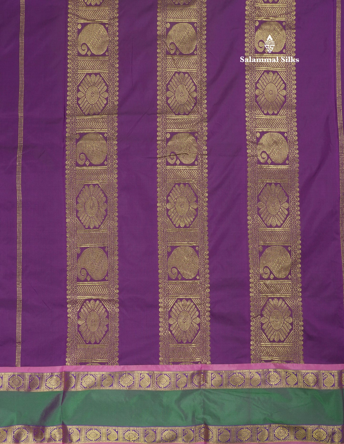 10 Yards Art Silk Saree Green with Traditional Rettapet Border