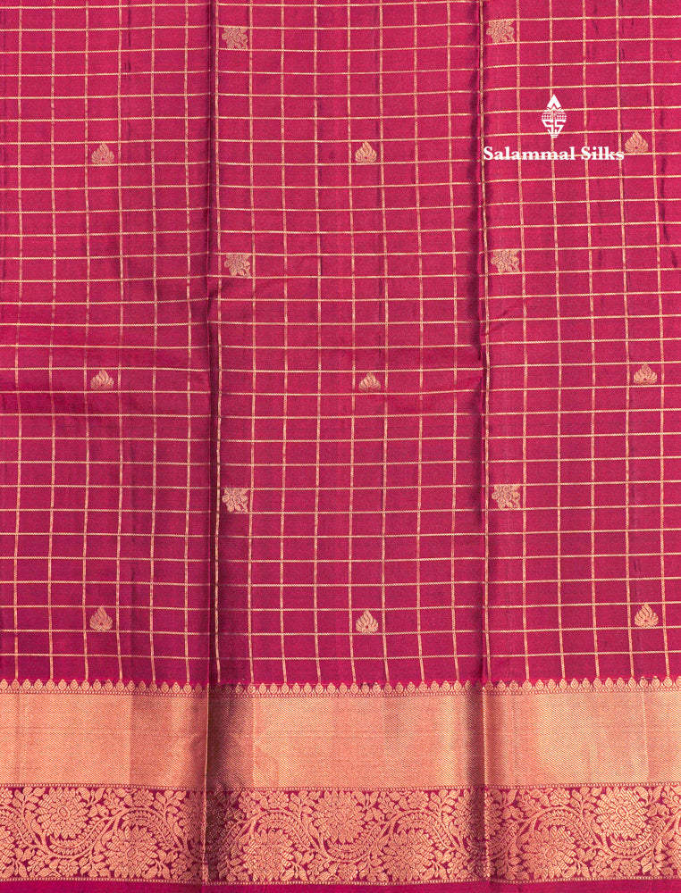 Maroon Colour Kanjivaram Pure Silk Saree With Gold Zari Border