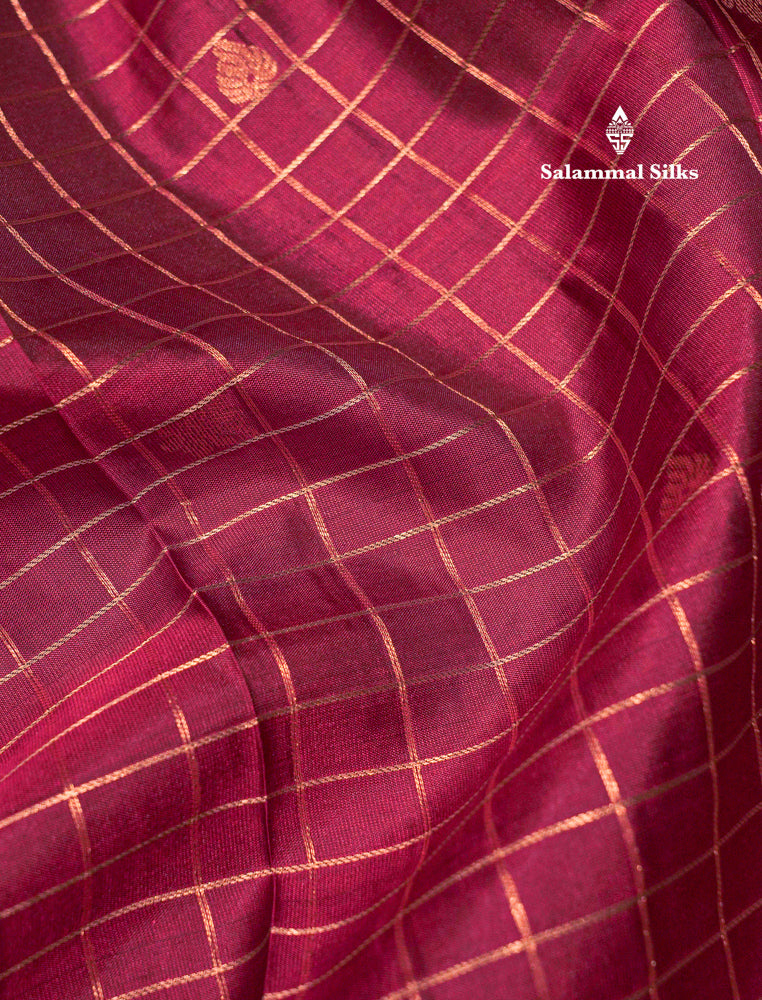 Maroon Colour Kanjivaram Pure Silk Saree With Gold Zari Border