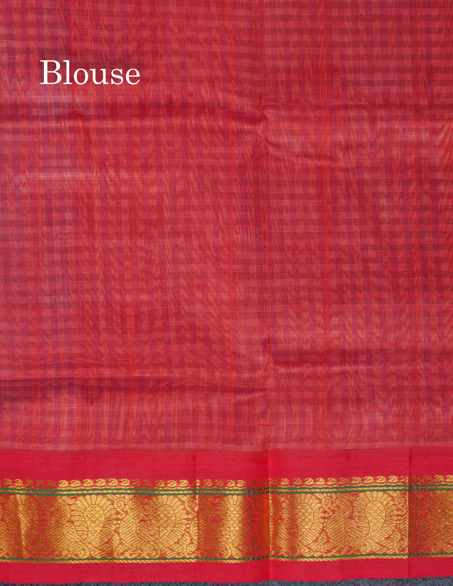 Sky Blue & White Tiny Checks Pure Silk Cotton Saree With Contrast Chilly Red Traditional Border