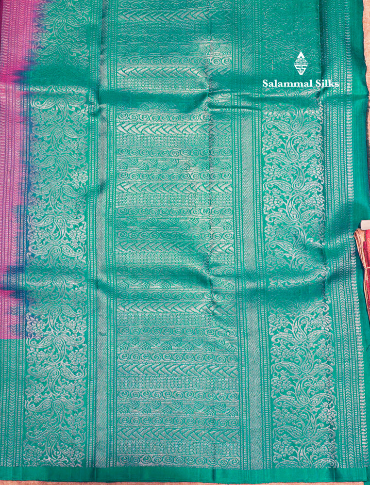Violet Colour Kanjivaram Pure Silk Saree With Fancy Sapphire Green Border