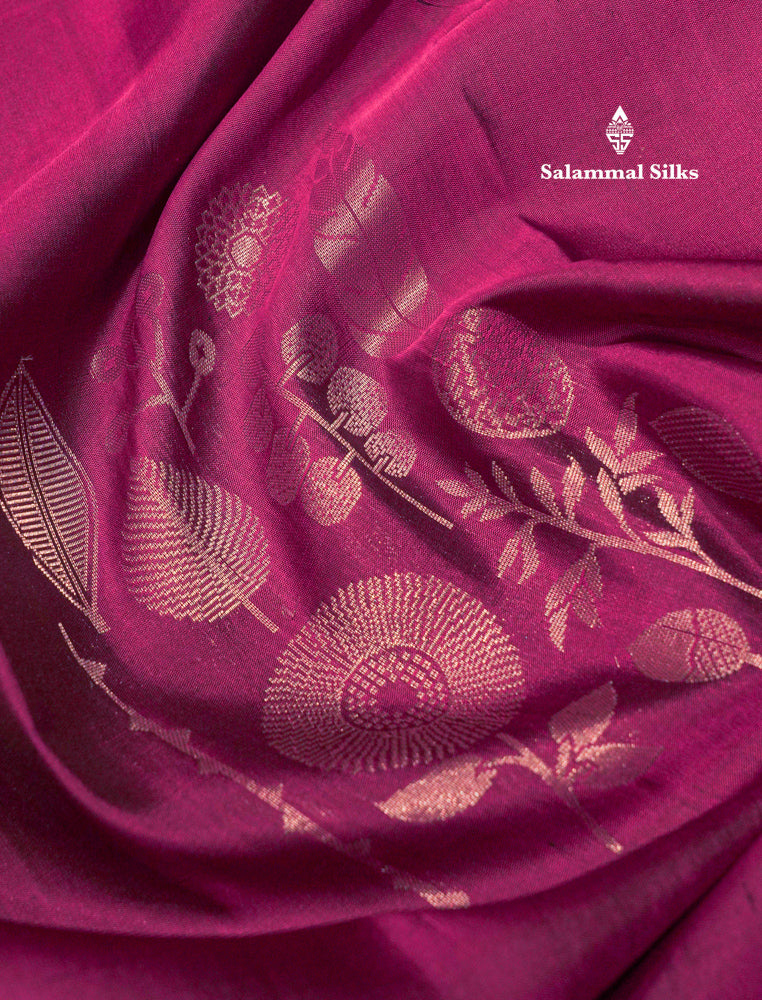 Violet Colour Kanjivaram Pure Silk Saree With Fancy Sapphire Green Border