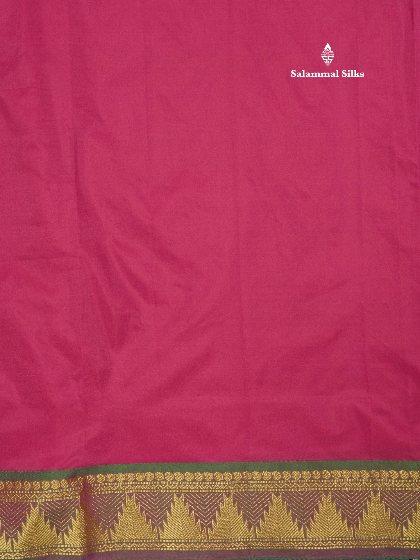 10 Yards Art Silk Saree Dark Brown with Contrast Green Temple Border
