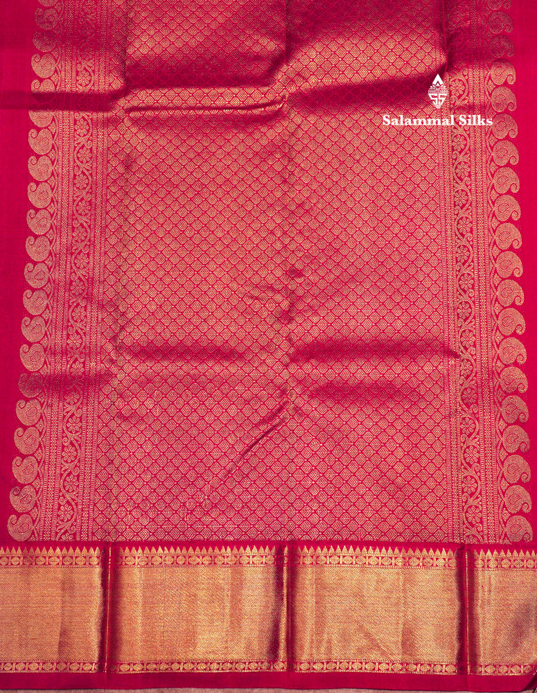 Kanjivaram Yellow Pure Silk Saree With Red Blouse