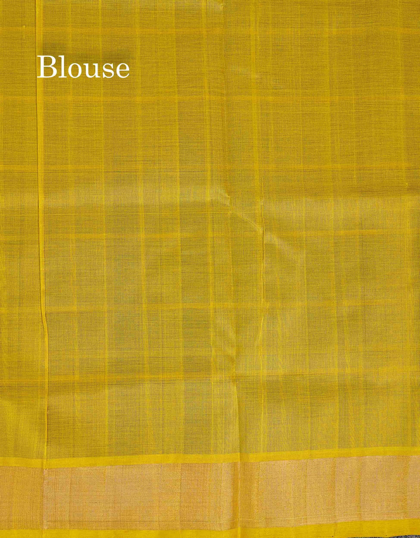 Contrast Dual Tone Lemon yellow Blouse Of Dark Navy Blue Pure Silk Cotton Saree