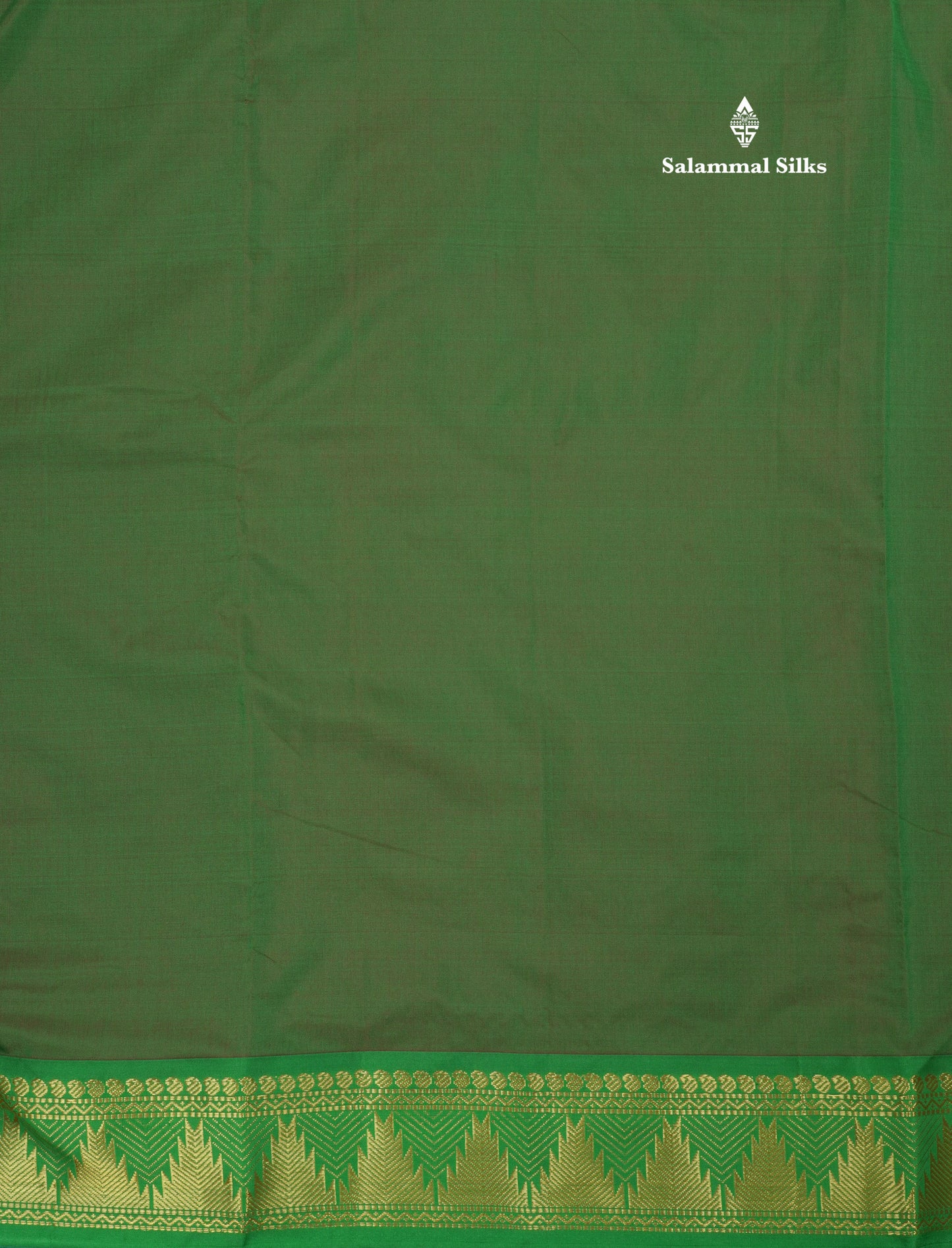 10 Yards Art Silk Saree Dark Brown with Contrast Green Temple Border