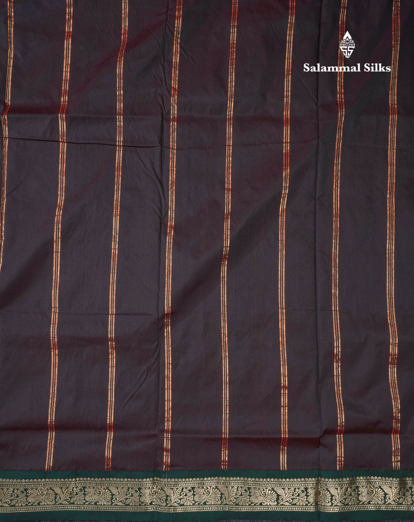 9 Yards Semi Silk Saree Chilly Red With Contrast Bottle Green Small Border