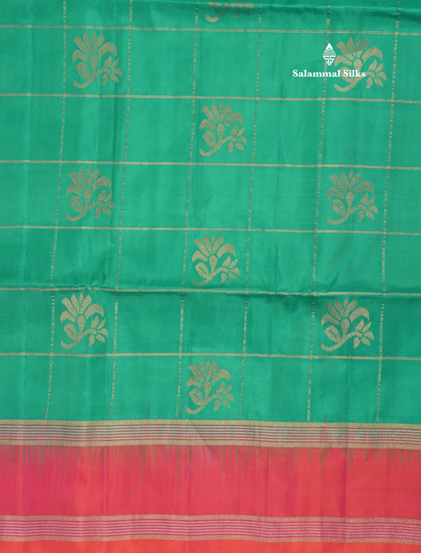 Beautiful Sea Green Pure Kanjivaram Soft Silk Saree With Contrast Pinkish Orange Border