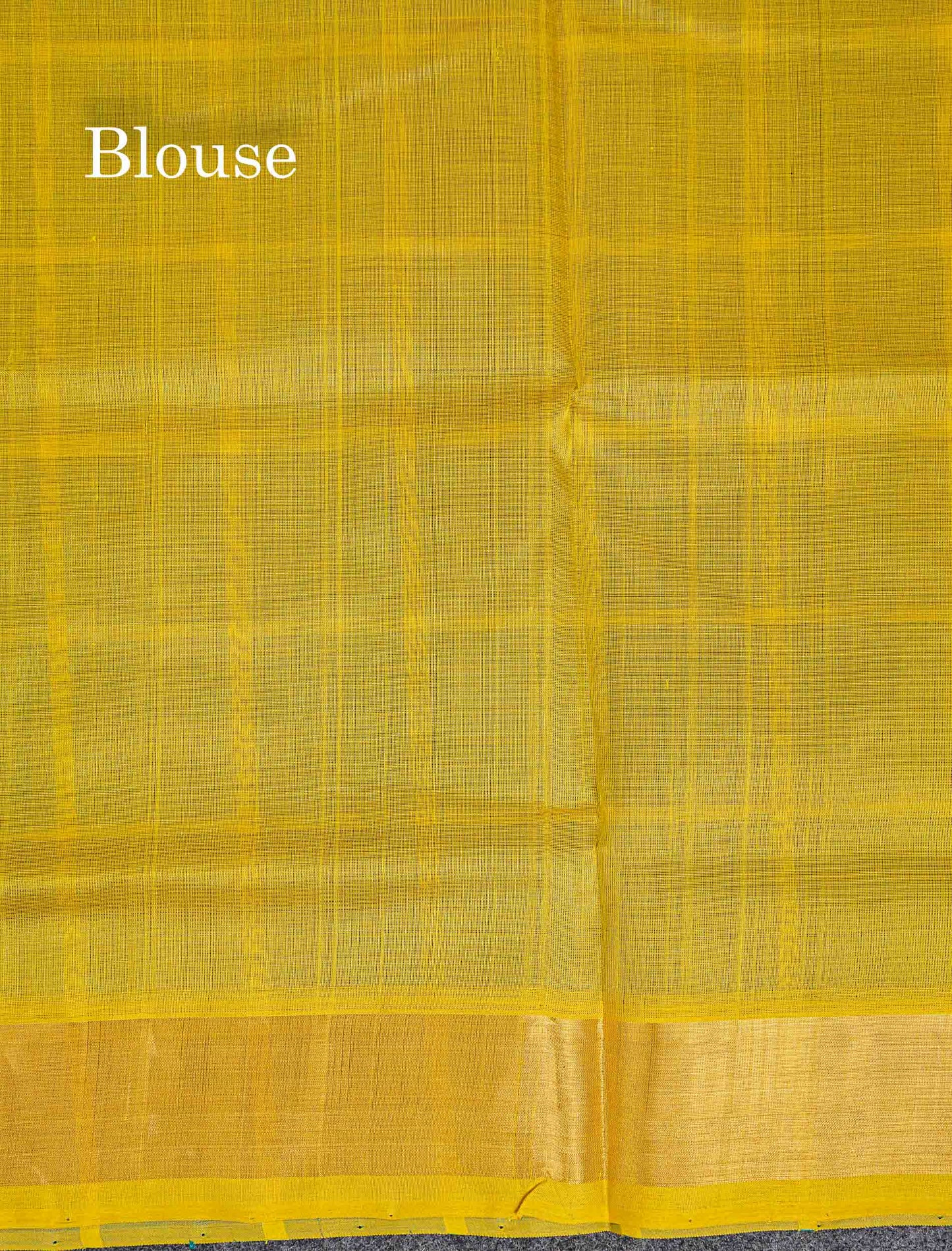 Contrast Dual Tone Lemon Yellow Blouse Of Green Pure Silk Cotton Saree