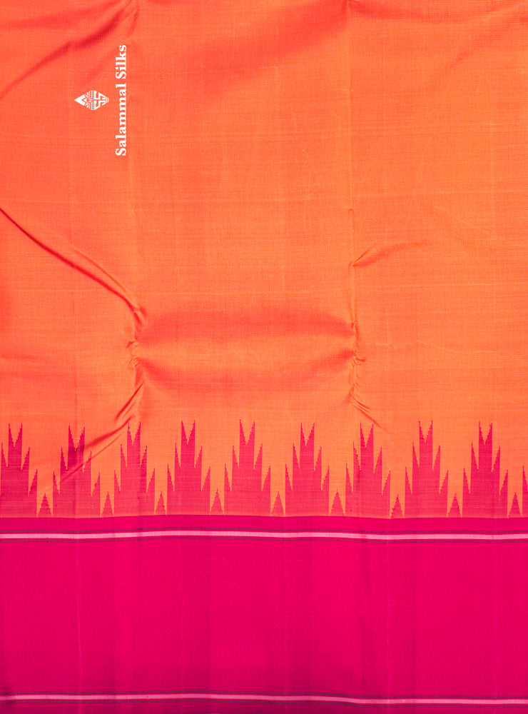 Mustard Yellow Colour Kanjivaram Pure Silk Saree With Maroon Double Border