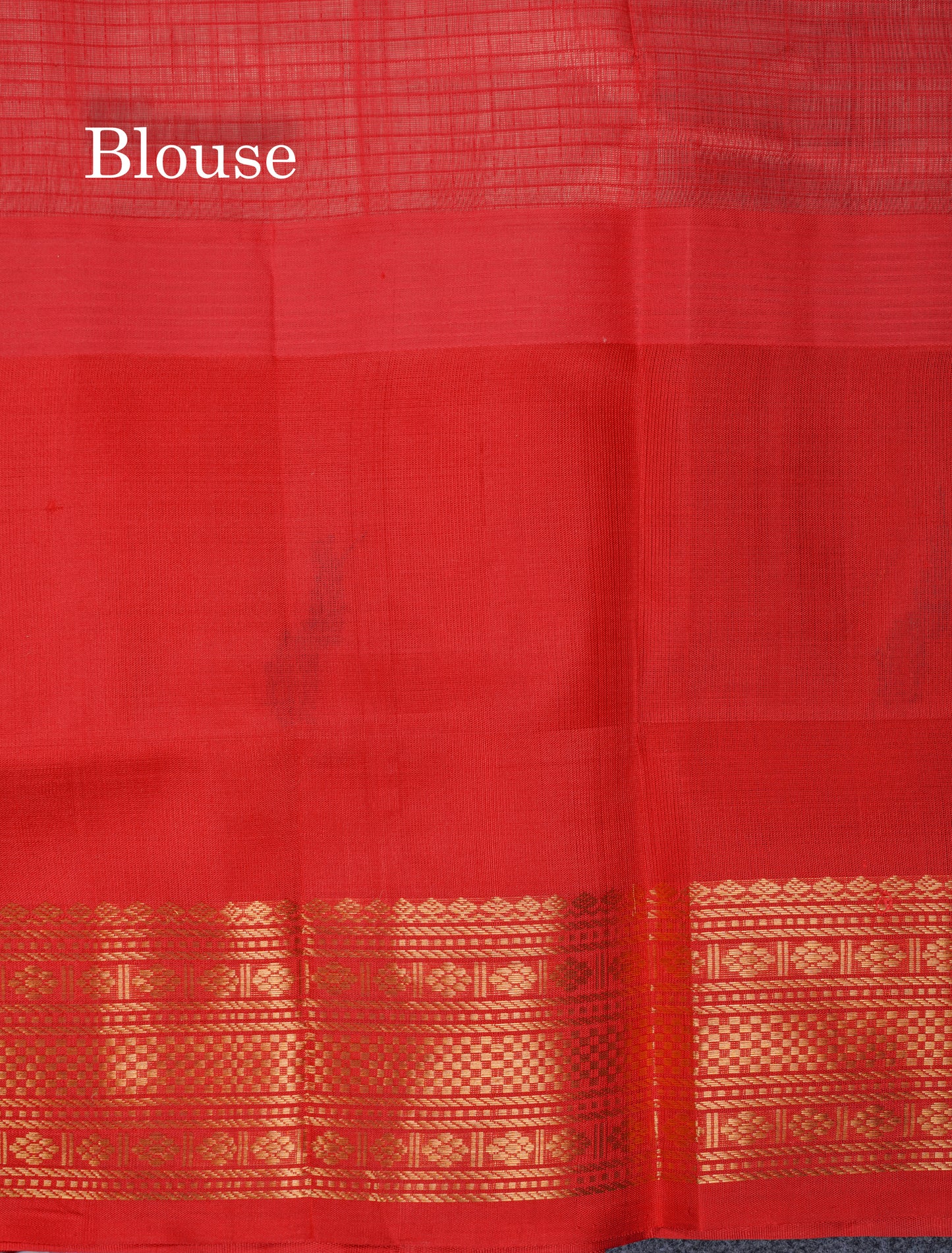 White Tiny Checks Pure Silk Cotton Saree With Contrast Chilly Red Traditional Long Menakari Work Border