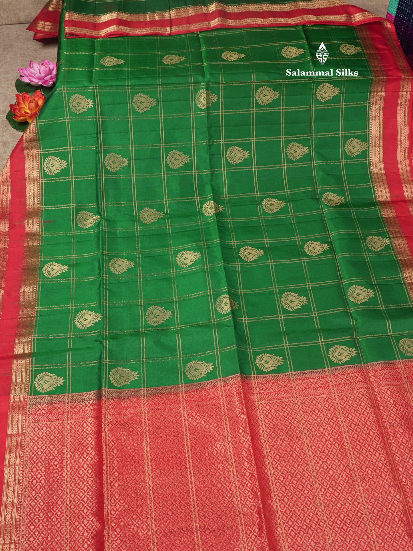 Beautiful Blue Pure Kanjivaram Soft Silk Saree With Contrast Red Traditional Border
