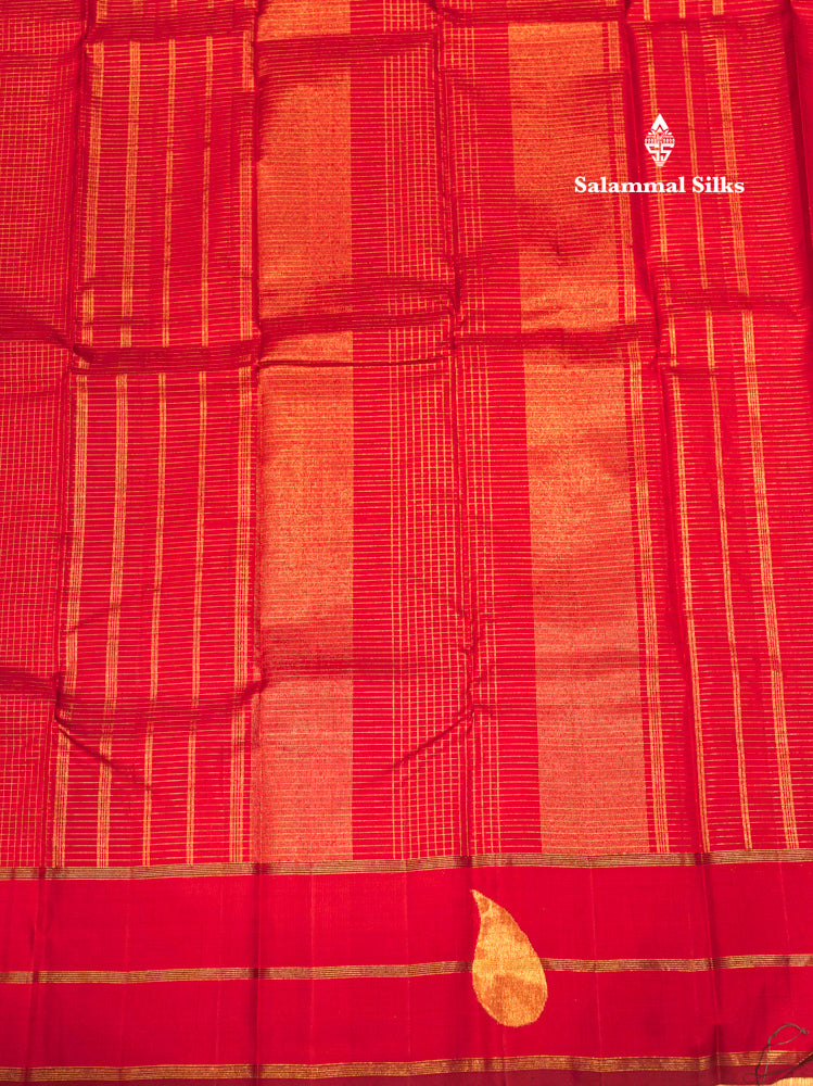 Maroon Colour Small Checks 8 Kol Pure Kanjivaram Silk Saree With Gold Zari Border