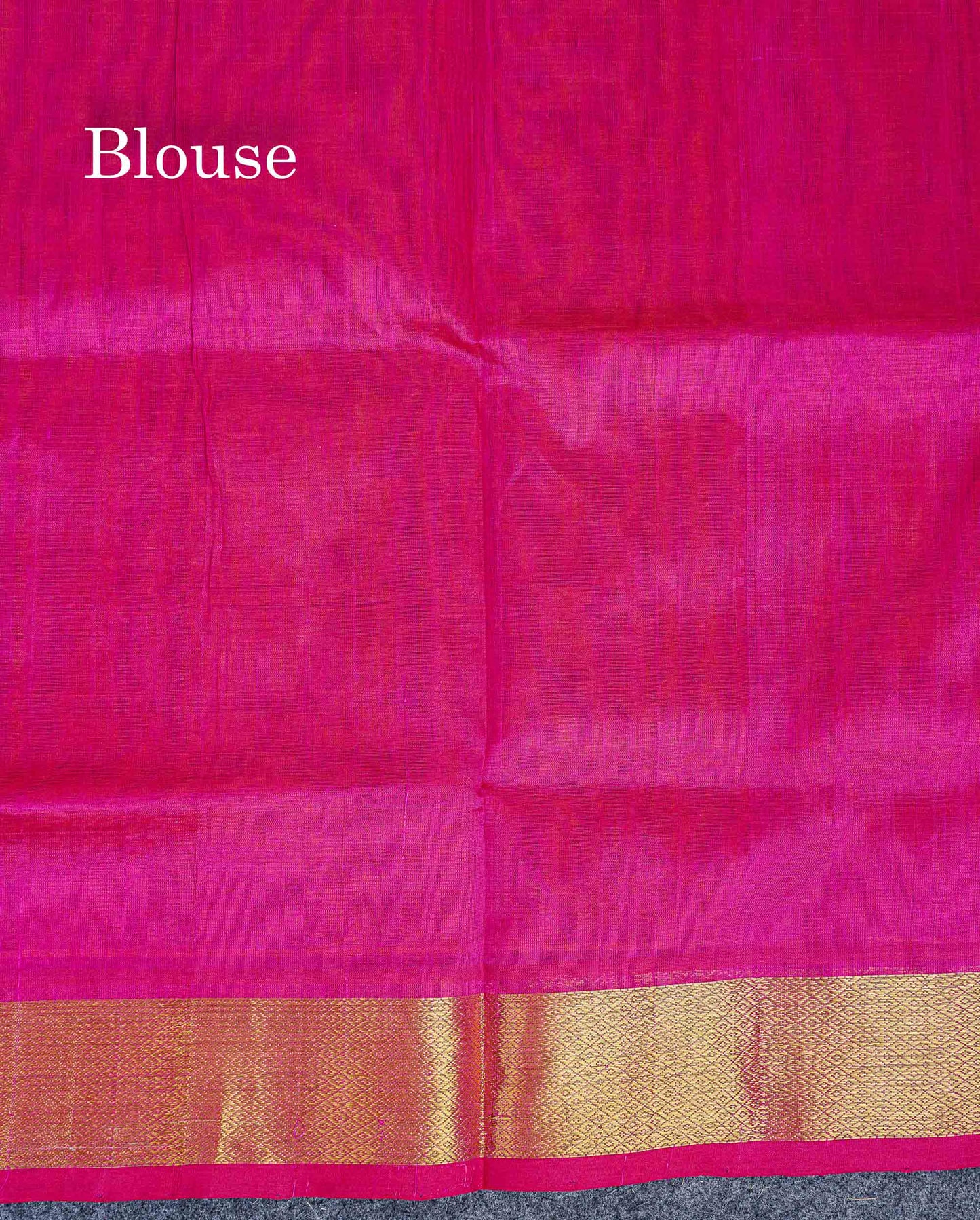 Contrast Rani Pink Blouse Of Dual Tone Pinkish Orange Pure Silk Cotton Saree