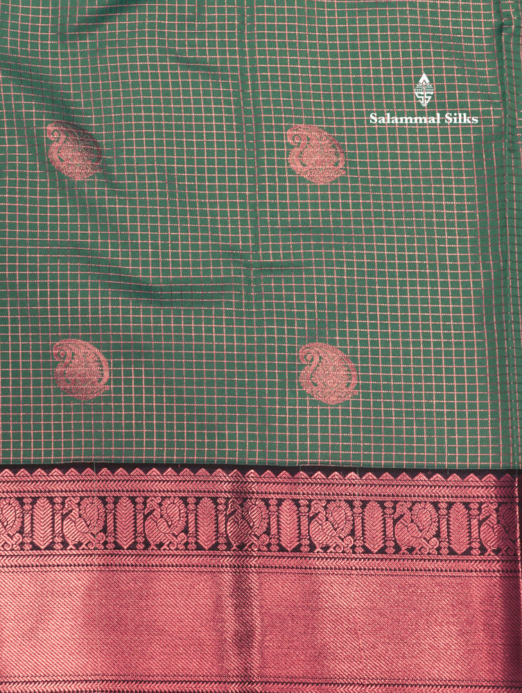 Sea Green Colour Semi Silk Saree With Navy Blue Border