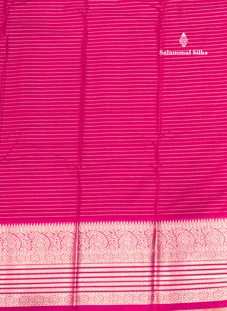 Dark Navy Blue Colour Semi Silk Saree With Pink Silver Zari Border