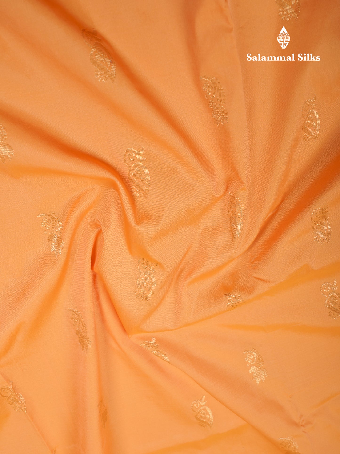 9 Yards Semi Silk Saree Light Orange With Contrast Maroon Border