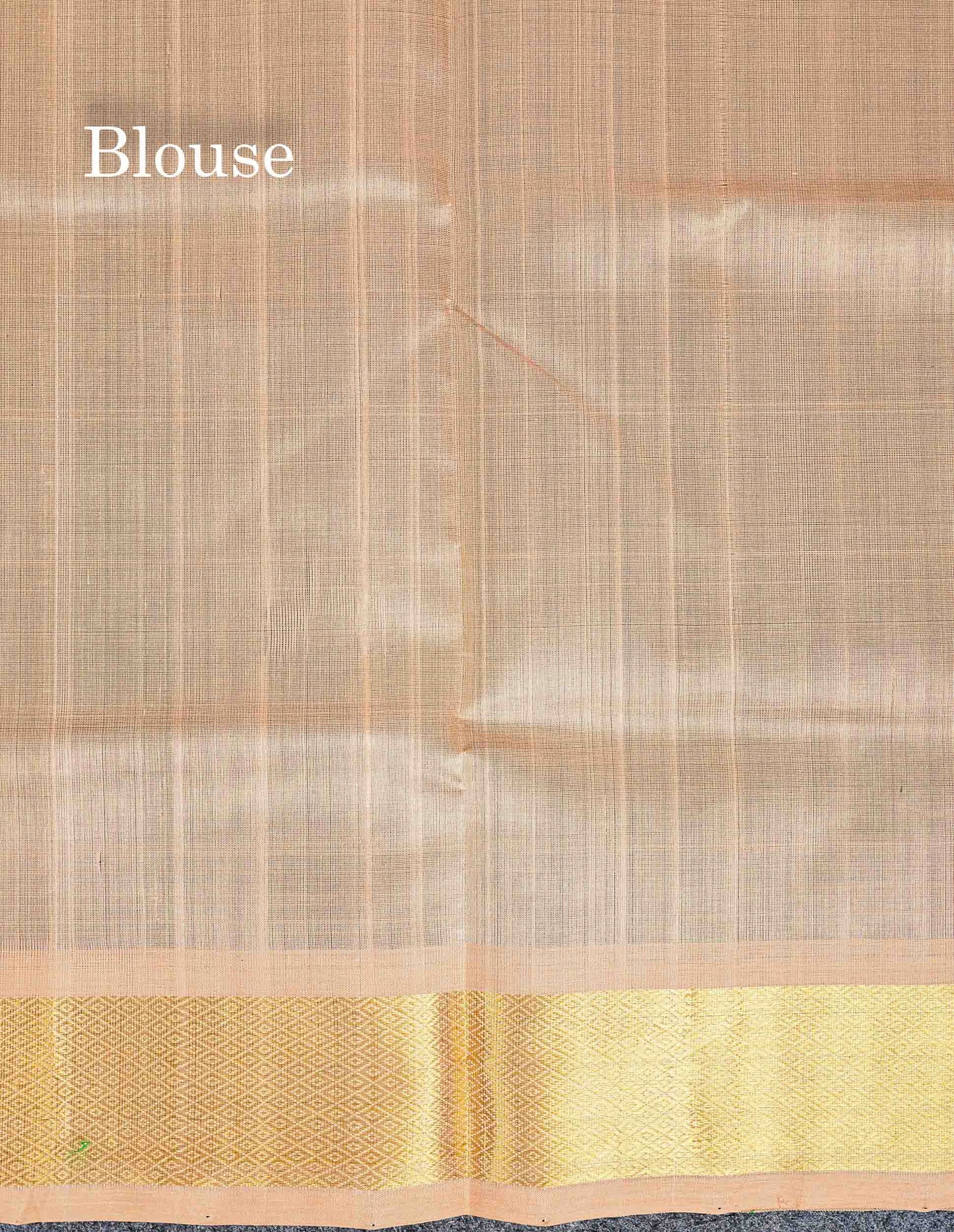 Contrast Cream Sandal Blouse Of Bottle Green Pure Silk Cotton Saree