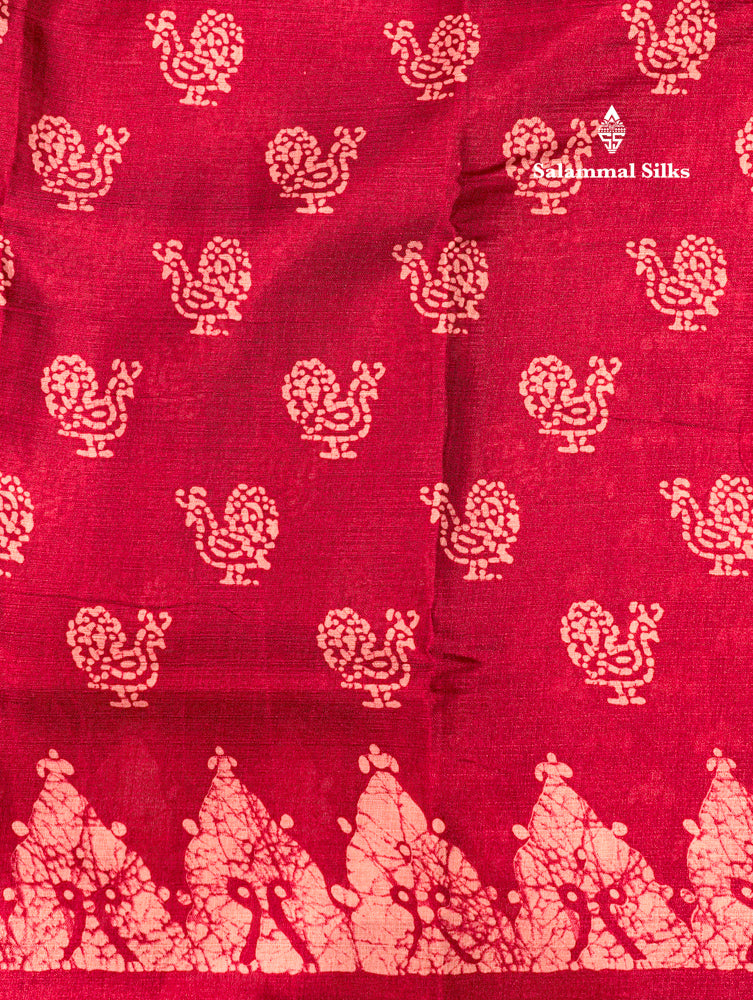 Maroon Shade Colour Fancy Semi Tussar Saree With Blouse