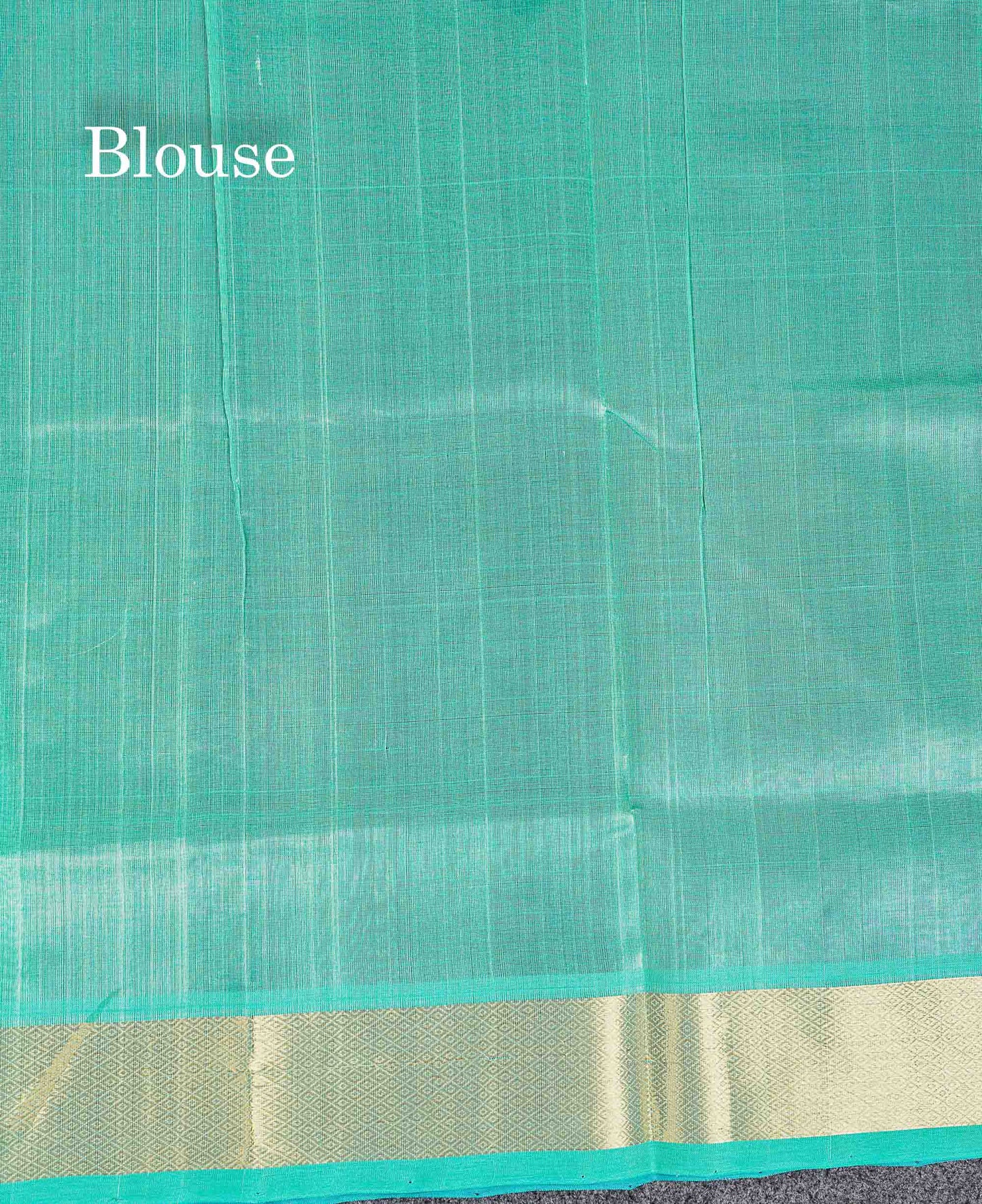 Contrast Sapphire Green Blouse Of Navy Blue Pure Silk Cotton Saree