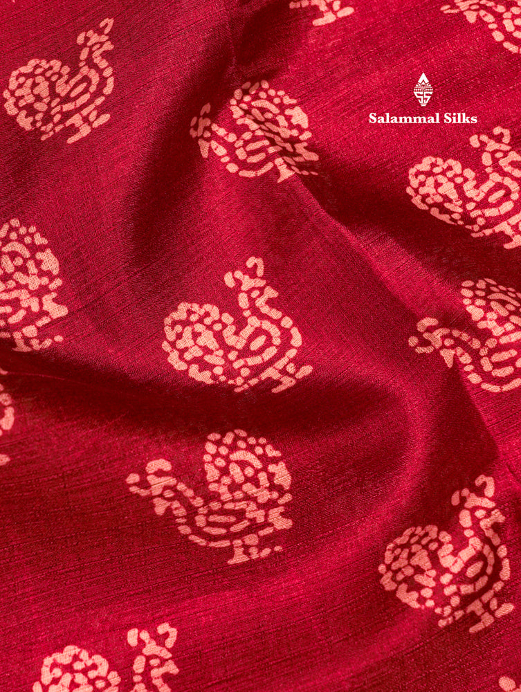 Maroon Shade Colour Fancy Semi Tussar Saree With Blouse