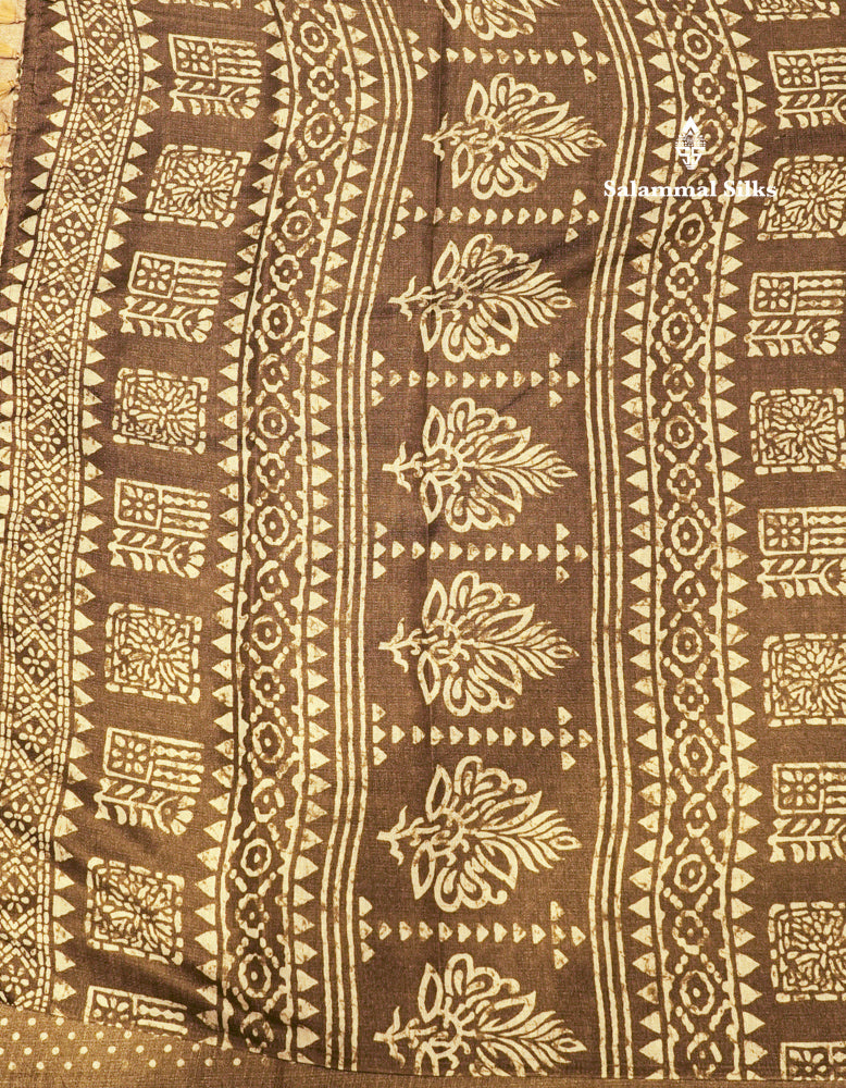 Olive Green Colour Fancy Semi Tussar Saree With Blouse