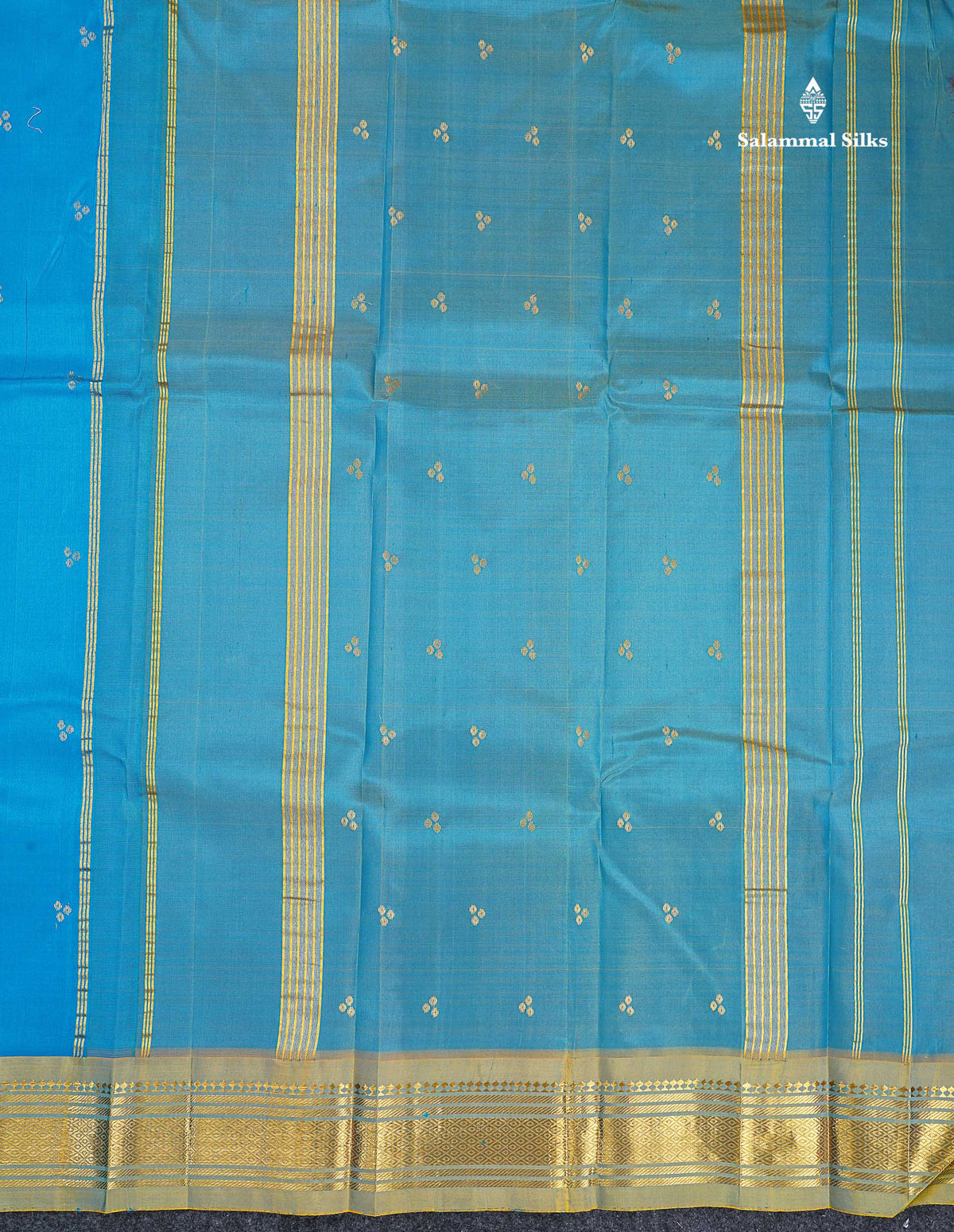 One Side Border Pure Silk Saree - Blue Colour Body Zari Butta With Traditional Border