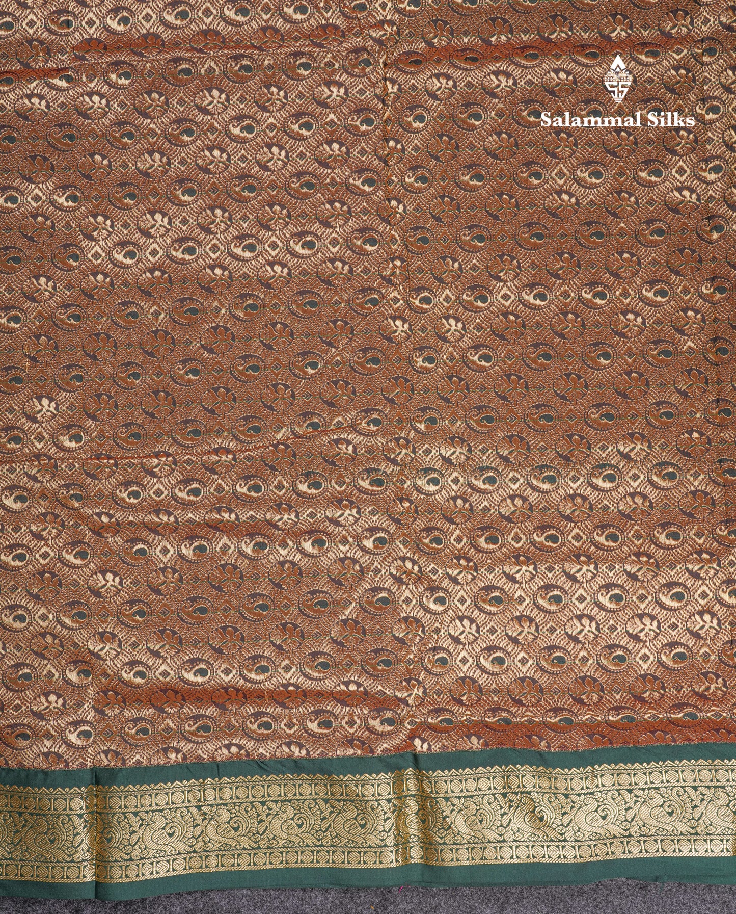 9 Yards Semi Silk Saree Pink Checks With Contrast Bottle Green Border