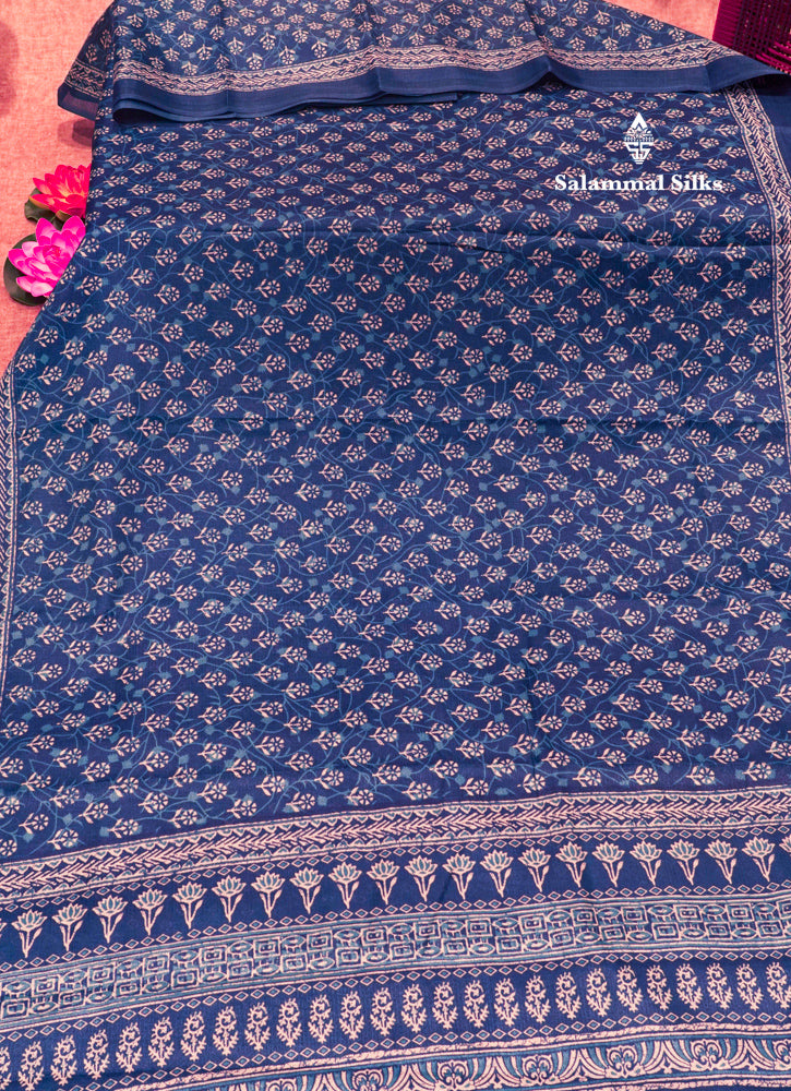 Royal Blue Colour Fancy Semi Tussar Saree With Blouse
