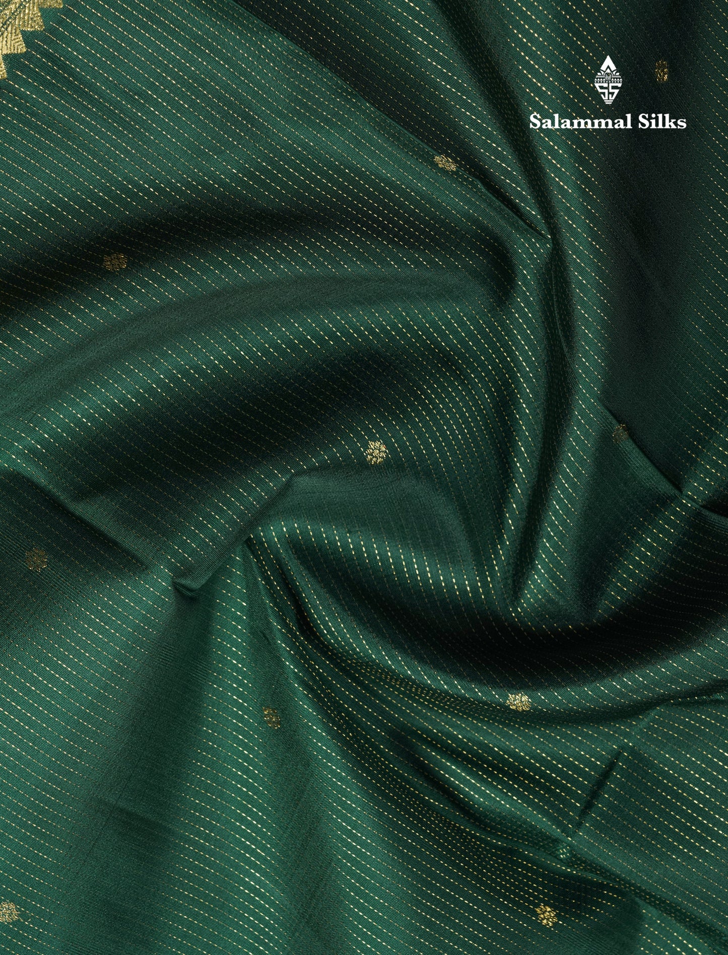 Bottle Green Pure Kanjivaram Silk Saree With Self Evening Morning Border