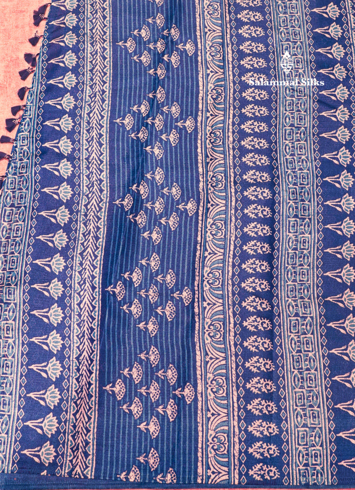 Royal Blue Colour Fancy Semi Tussar Saree With Blouse