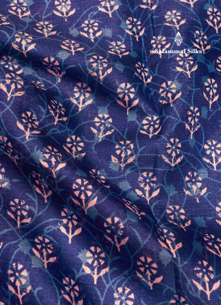 Royal Blue Colour Fancy Semi Tussar Saree With Blouse