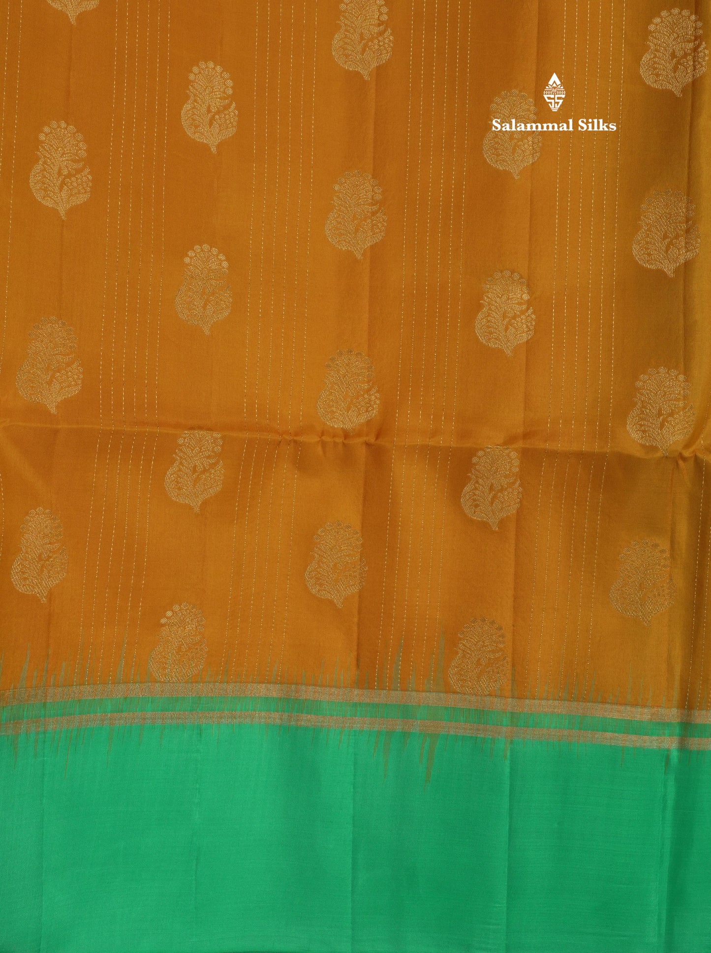 Beautiful Mustard Yellow Pure Kanjivaram Soft Silk Saree With Contrast Rexona Green Border