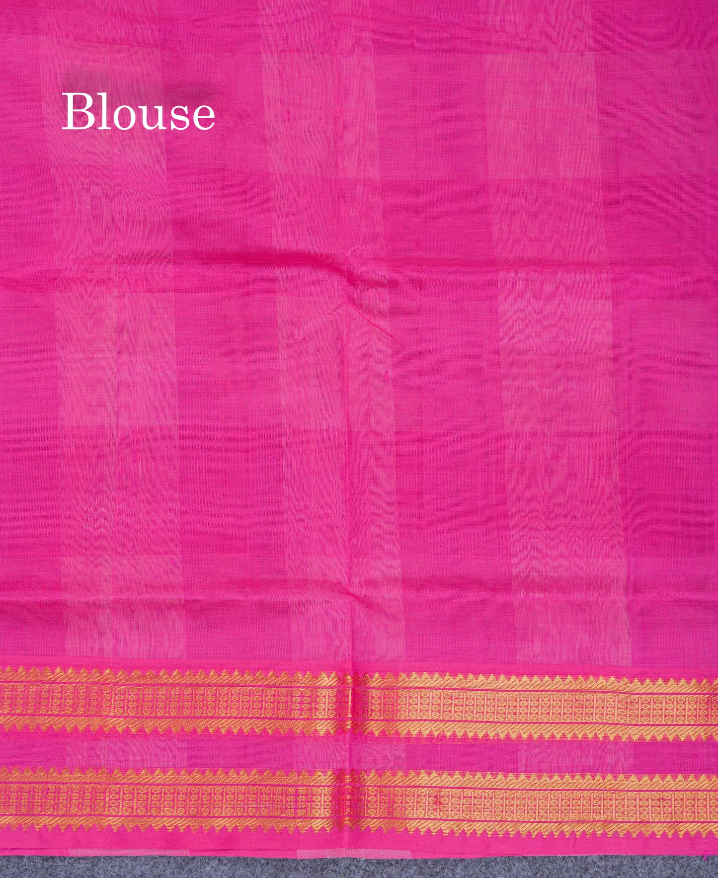Paalum Pazham Checks Pure Silk Cotton Saree With Contrast Pink Blouse